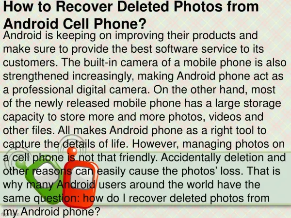 How to Recover Deleted Photos from Android Cell Phone?
