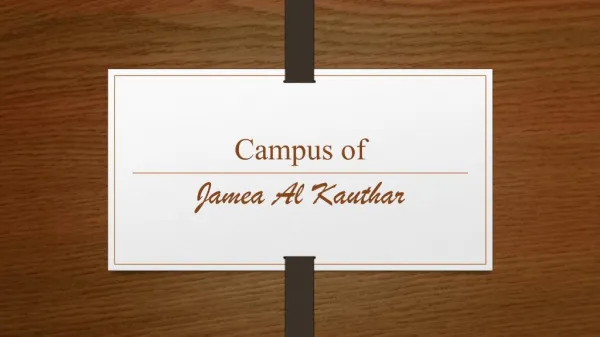 Campus of Jamea Al Kauthar