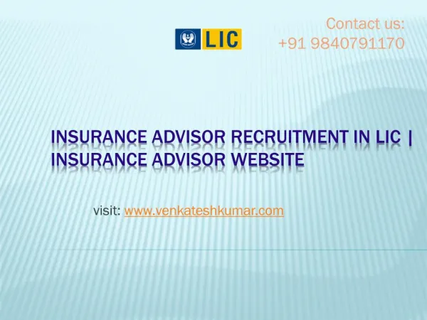 Insurance advisor recruitment in lic | Insurance advisor website