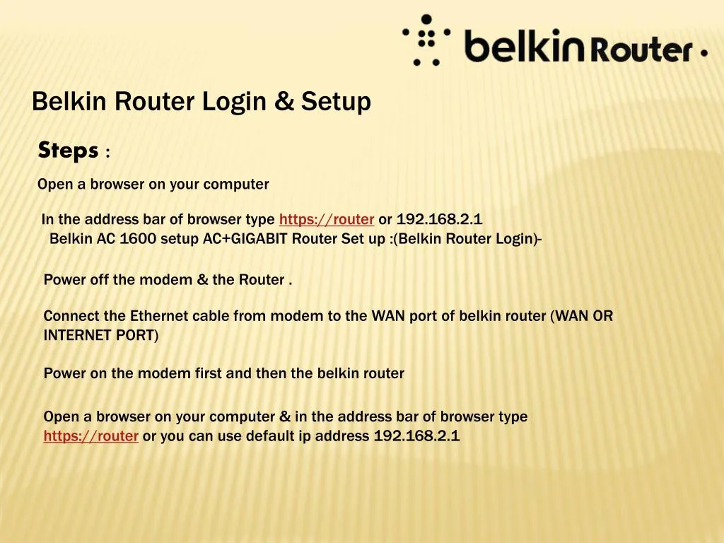 Ppt Belkin Router Login Powerpoint Presentation Free