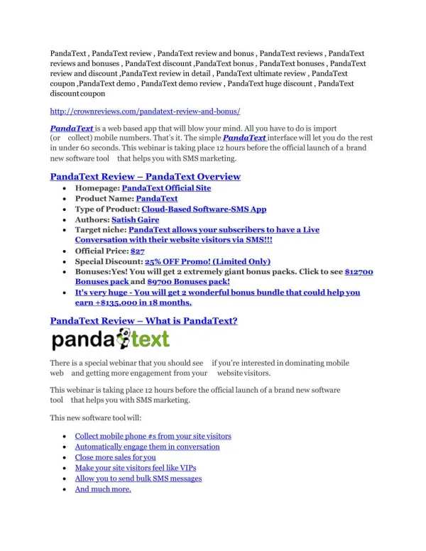 PandaText review pro-$15900 bonuses (free)