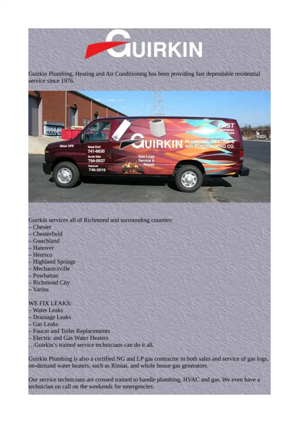 Guirkin Plumbing Heating and AC offering an HVAC service
