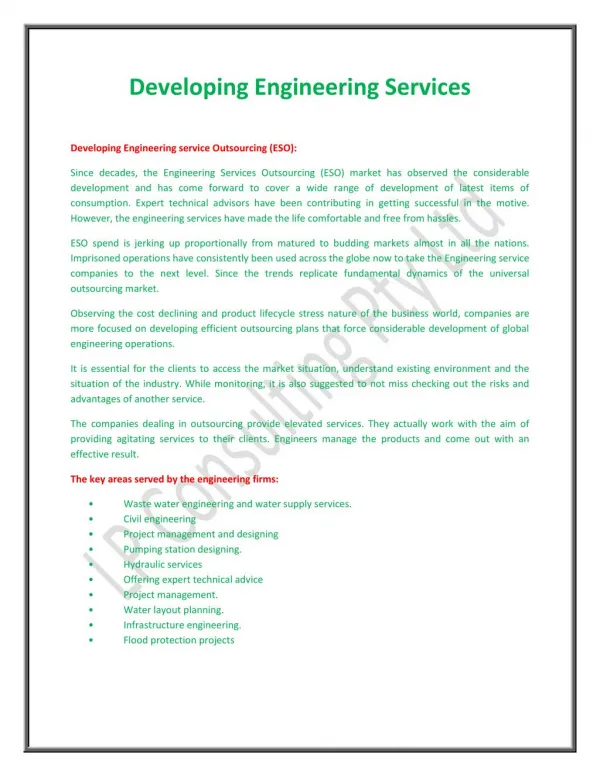 Developing Engineering Services