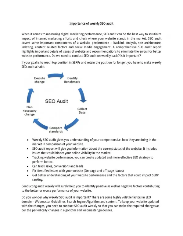 Importance of weekly SEO audit