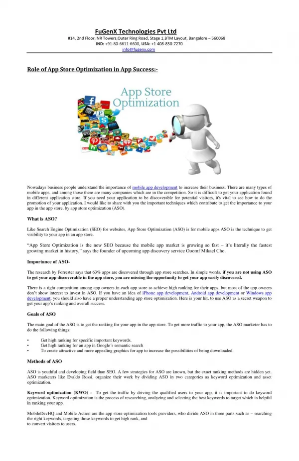 Role of App Store Optimization in App Success
