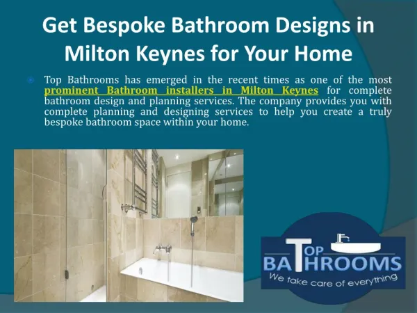 Get Bespoke Bathroom Designs in Milton Keynes for Your Home