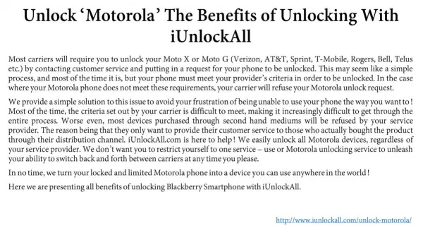 Unlock Motorola With iUnlockAll & Its Benefits of Unlocking