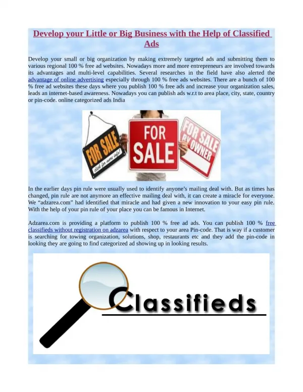 Develop your Little or Big Business with the Help of Classified Ads