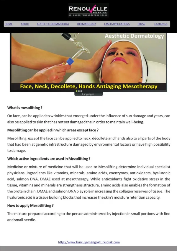 Face, Neck, Decollete, Hands Antiaging Mesotherapy