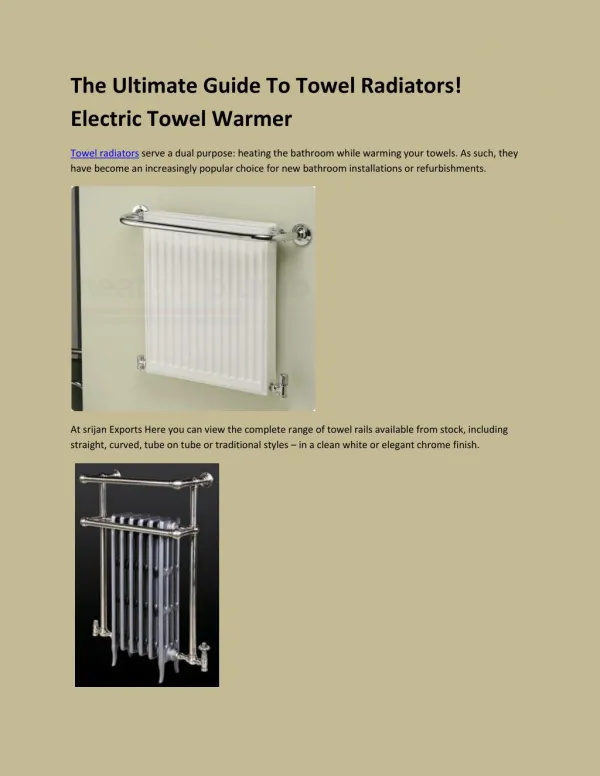 The Ultimate Guide of Towel Warmer! Electric towel warmer