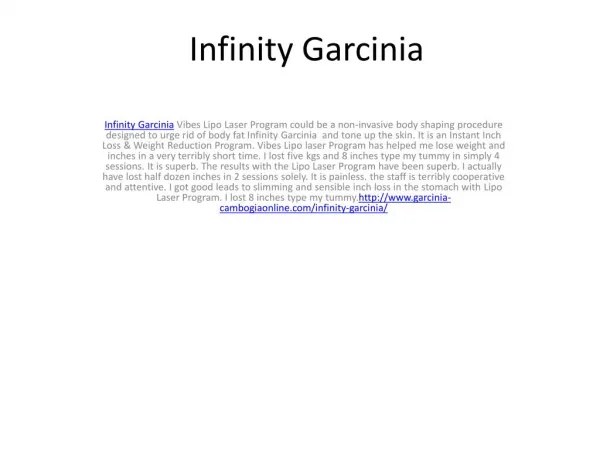 Eliminating or reducing sugars and Infinity Garcinia starches