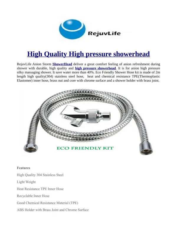 High Quality High pressure showerhead