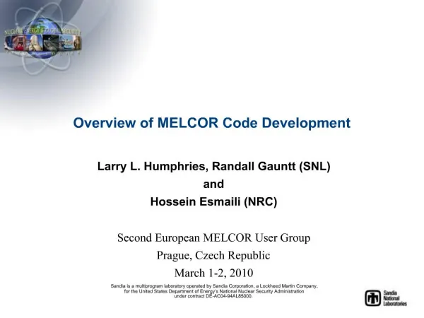 Overview of MELCOR Code Development