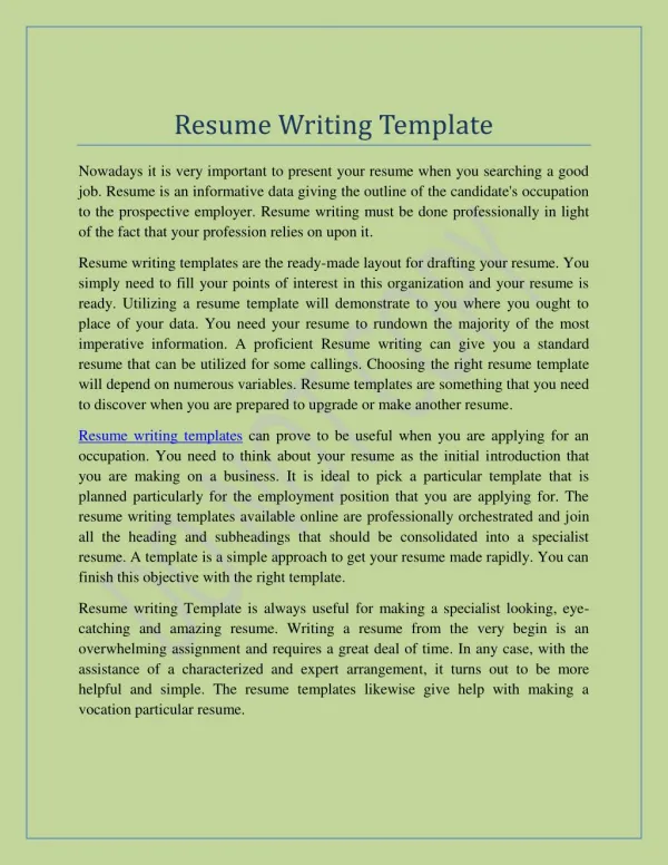 Resume Writing Templates | Resume in Minutes, Free Resume Templates, Professiona