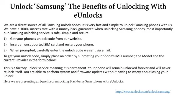 Unlock Samsung With eUnlocks & Its Benefits of Unlocking