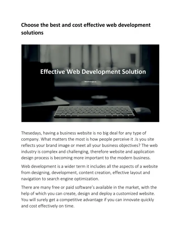 Choose the best and cost effective web development solutions
