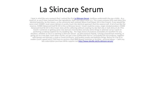 Use La Skincare Serum Best Anti Ageing Skin Cream.