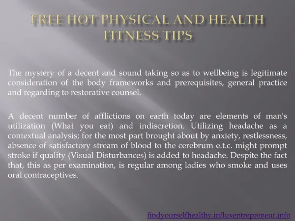 Free Hot Physical and Health Fitness Tips