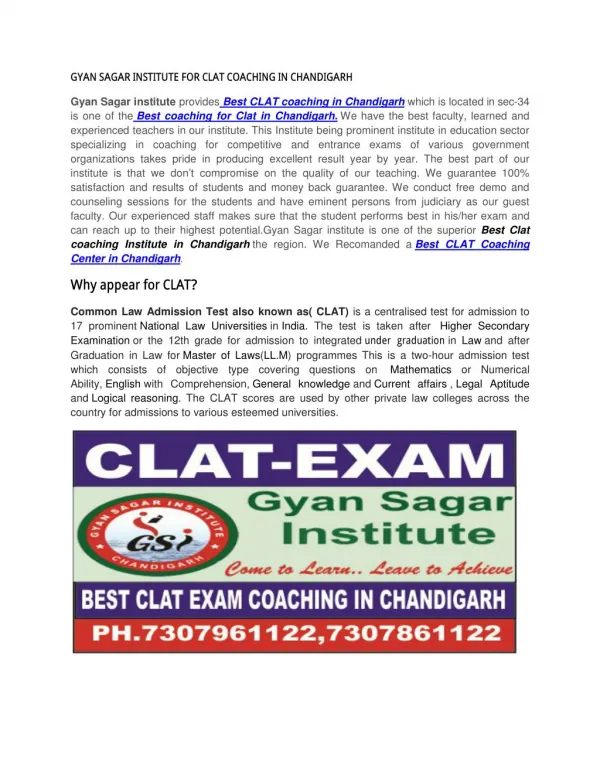 CLAT Coaching in Chandigarh