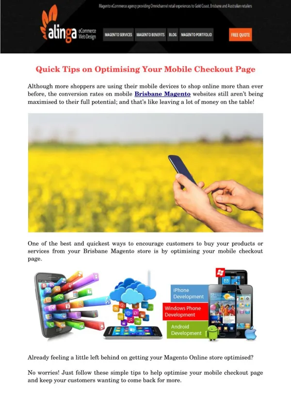 Quick Tips on Optimising Your Mobile Checkout Page