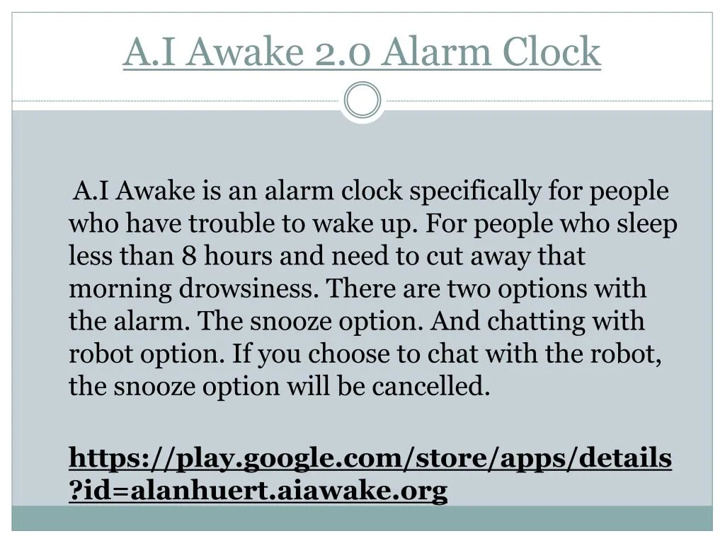 a i awake 2 0 alarm clock