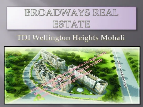 TDI Wellington Heights Mohali, TDI 3BHK Flats in Sector 117 Mohali
