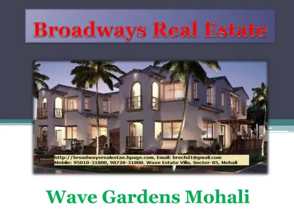 Wave Gardens Mohali, Wave Apartments Mohali, Wave 3bhk Flats Sector 85 Mohali