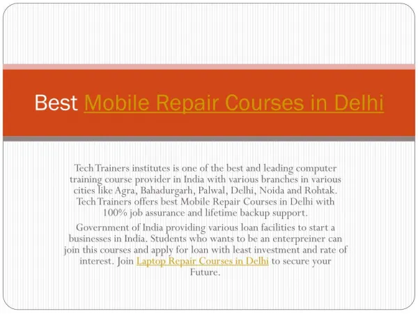 Best Mobile Repair Courses in Delhi