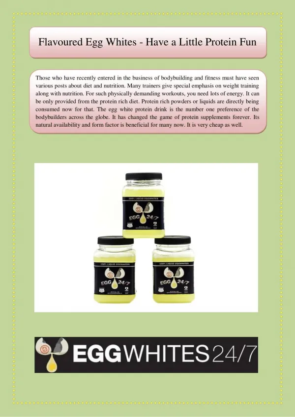 Flavoured Egg Whites - Have a Little Protein Fun