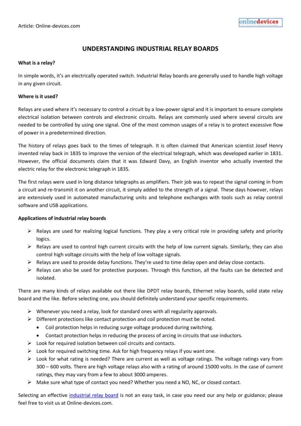 Understanding Industrial Relay Boards
