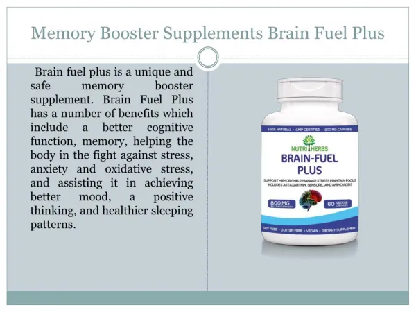 Memory Booster Supplements Brain Fuel Plus
