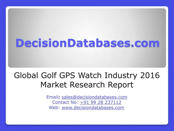 Golf GPS Watch Industry Market Research Report