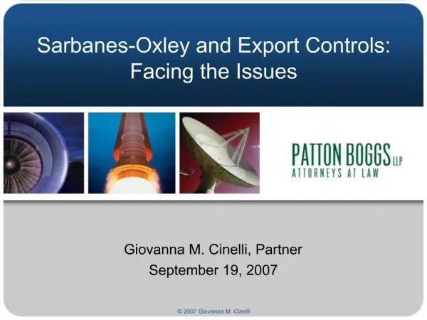 Sarbanes-Oxley and Export Controls: Facing the Issues