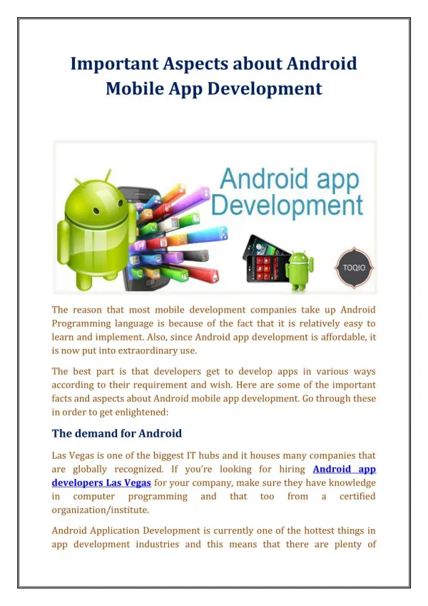 Important Aspects about Android Mobile App Development