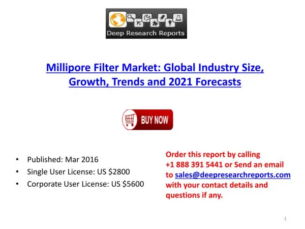 Millipore Filter Market Worldwide (US, Europe, Japan) Regional Research Review