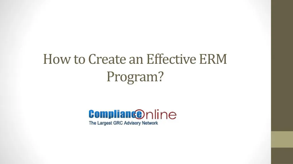 how to create an effective erm program