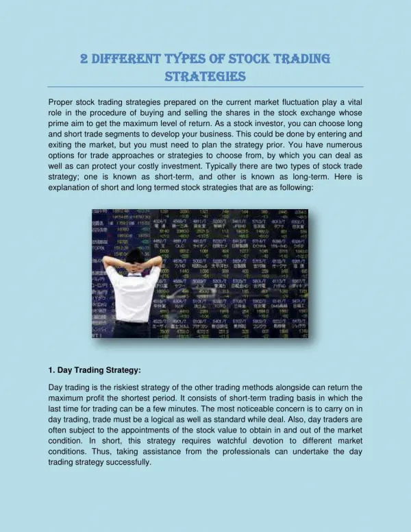 2 Different Types of Stock Trading Strategies