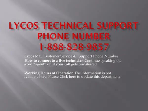 Lycos technical 1-888-828-9857 support phone number