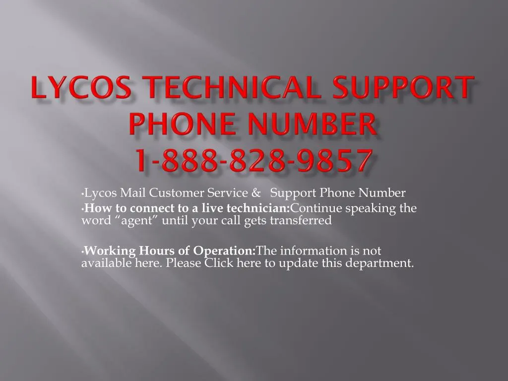 lycos technical support phone number 1 888 828 9857