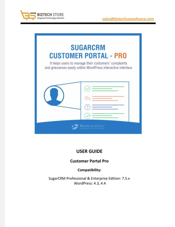 WordPress SugarCRM Customer Portal Pro Plugin