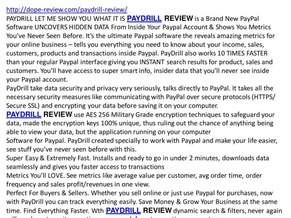 PAYDRILL REVIEW
