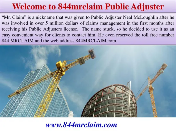 Welcome to 844mrclaim Public Adjuster