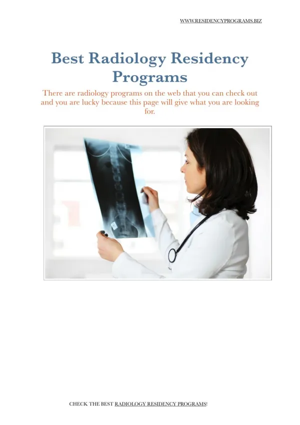 Radiology Residency Programs