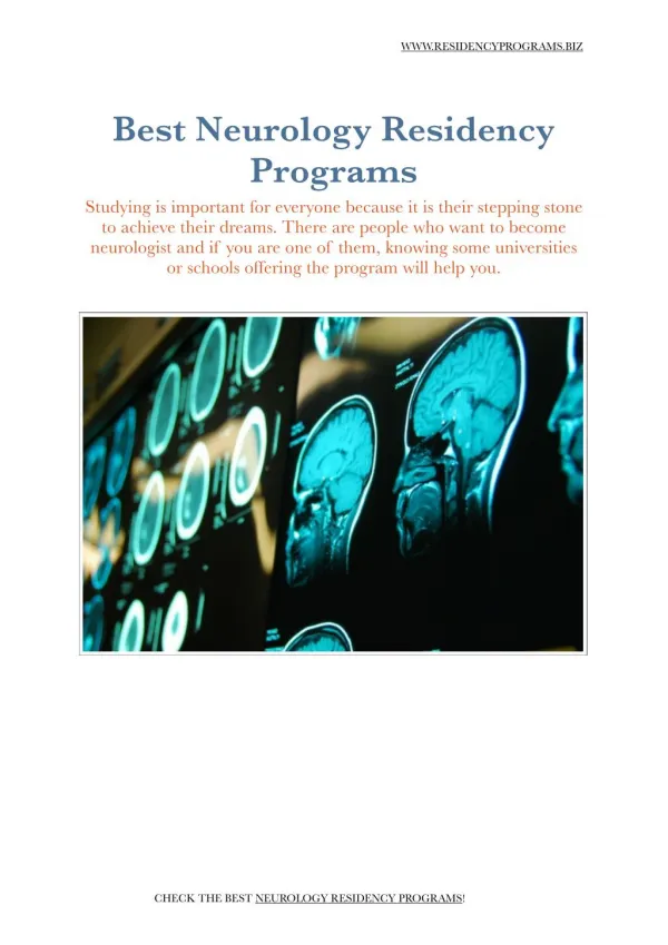 Neurology Residency Programs