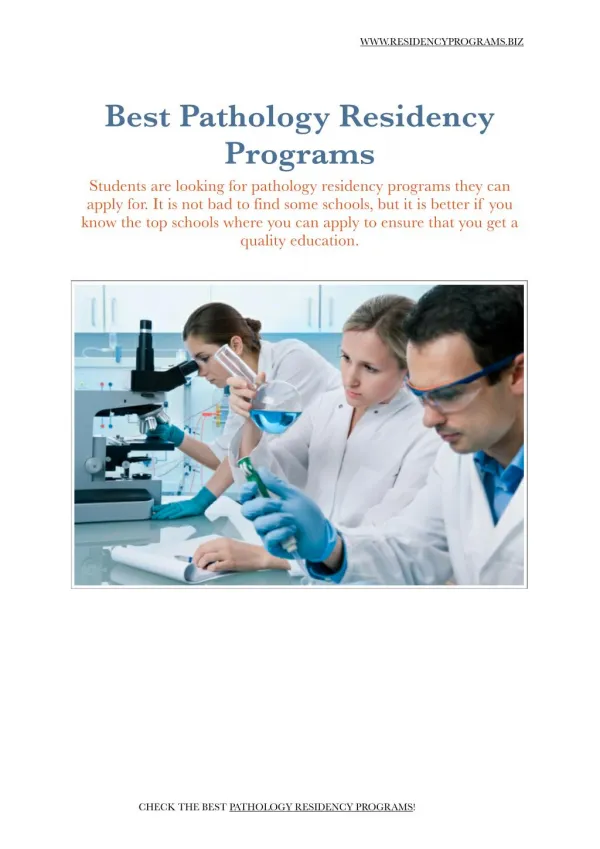 Pathology Residency Programs