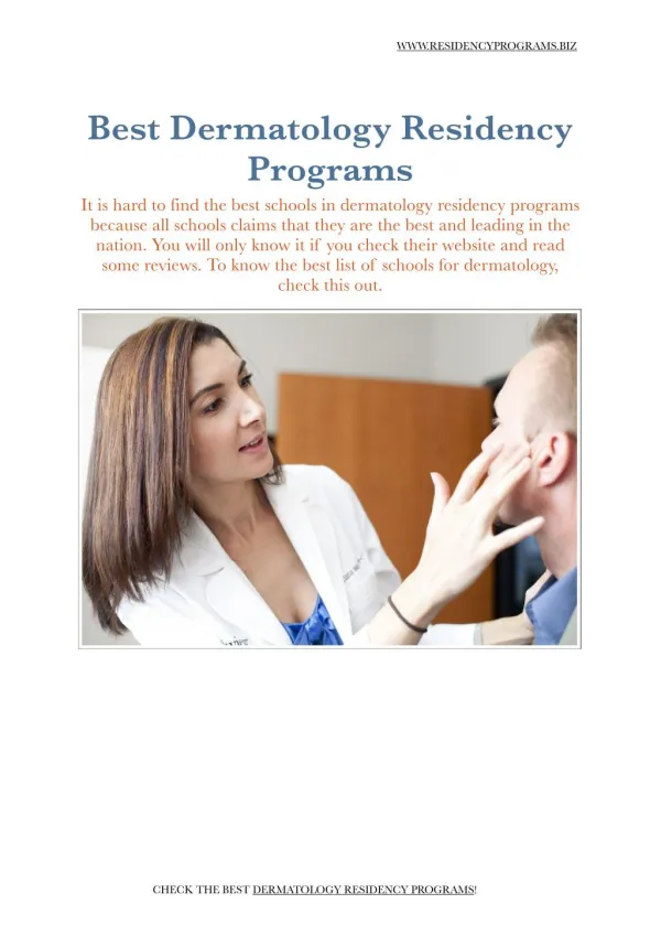 Dermatology Residency Programs