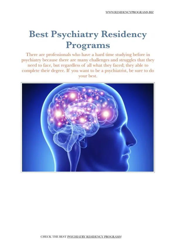 Psychiatry Residency Programs