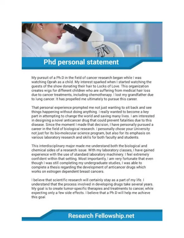 PhD Personal Statement Sample