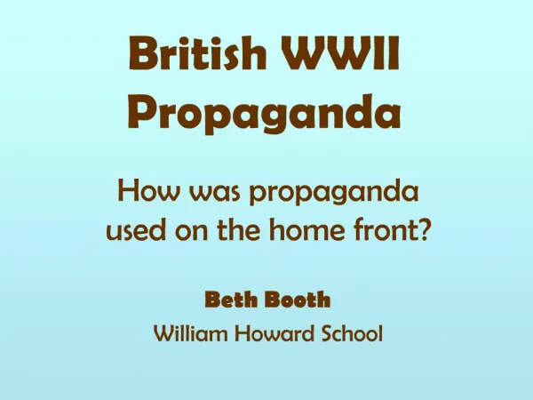 British WWII Propaganda