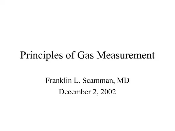 Principles of Gas Measurement